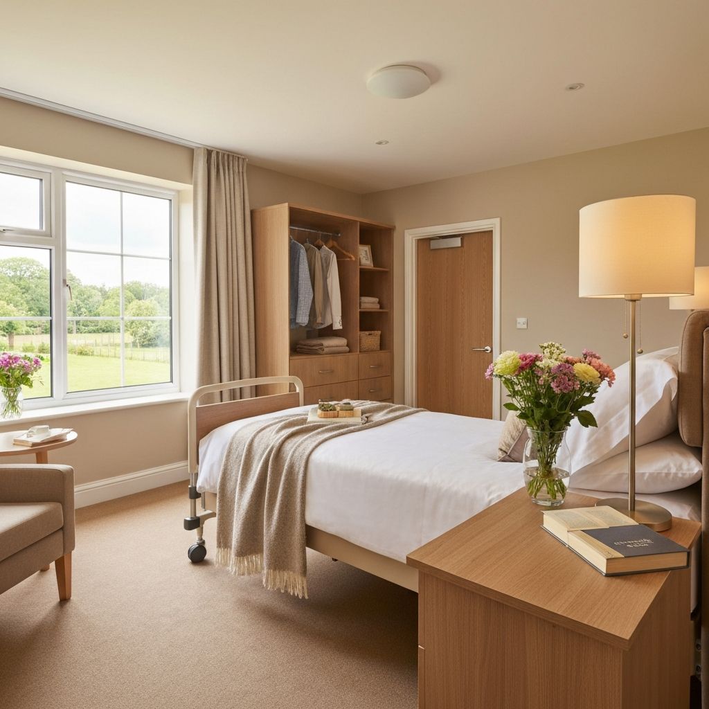 Bright private bedroom with garden views